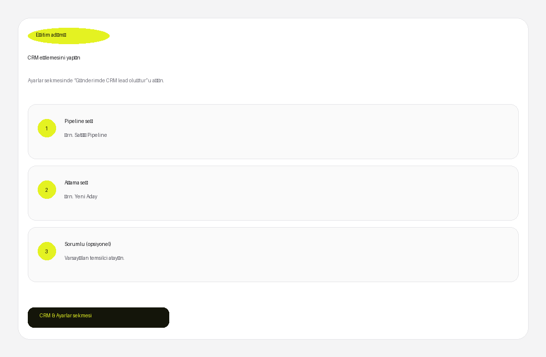 CRM eşlemesini yapın